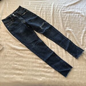 Women’s Dark Blue Slim Fit Distressed Jeans